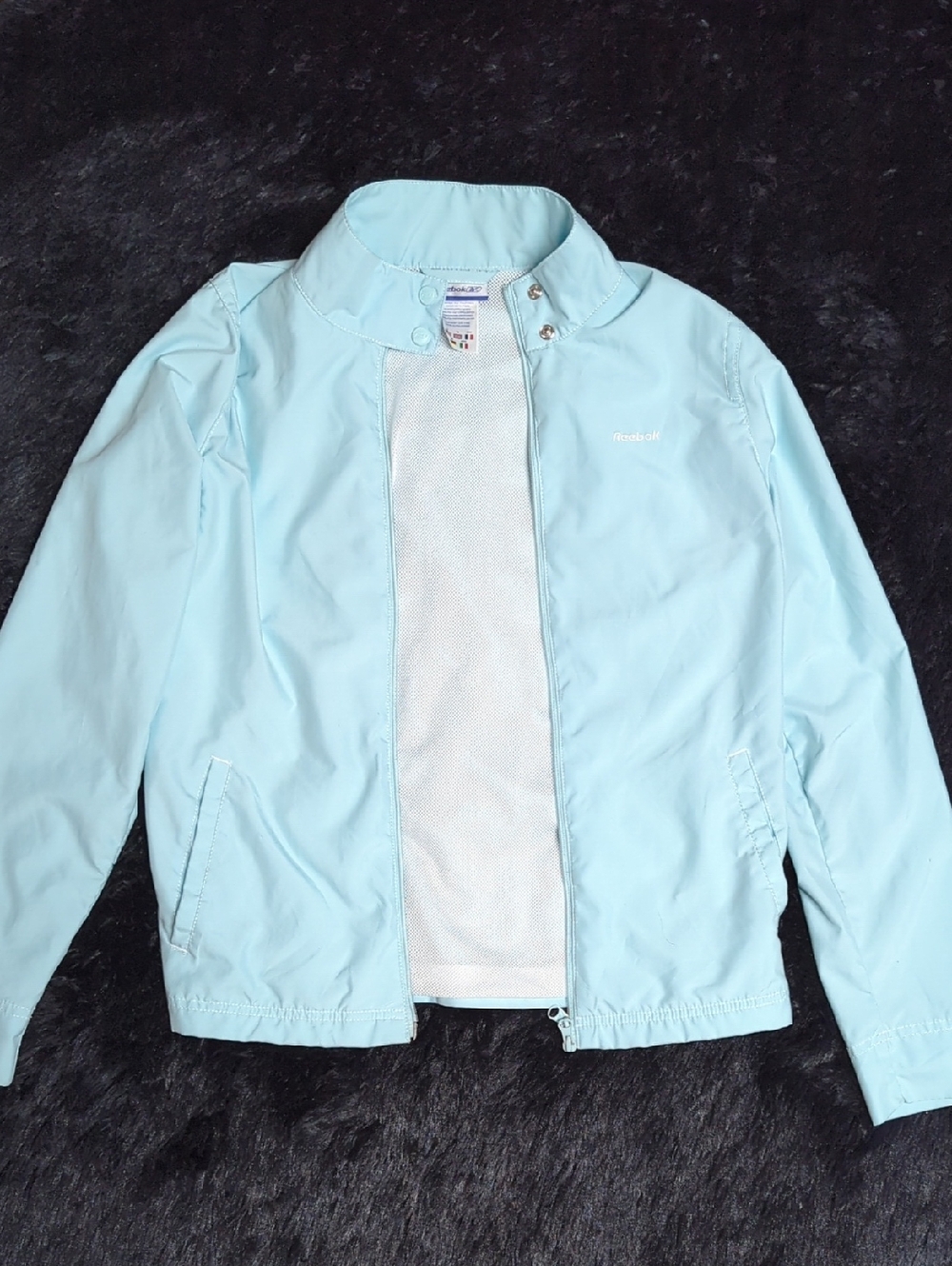 NEW Vintage 90's Reebok Light Blue Windbreaker Jacket Women's Size Medium